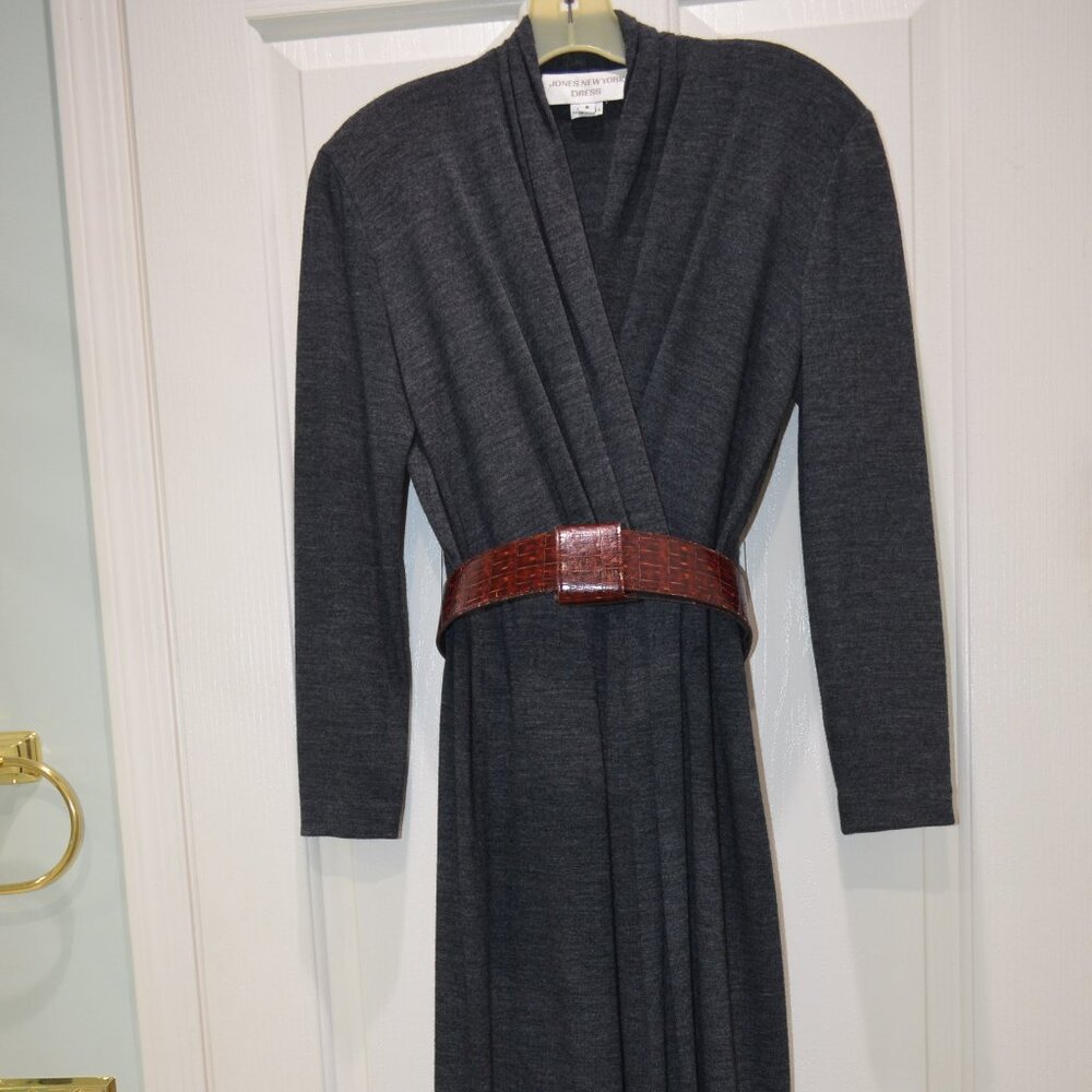 Jones New York Wrap Sheath Dress with Removable Faux Croc Belt, Size 6